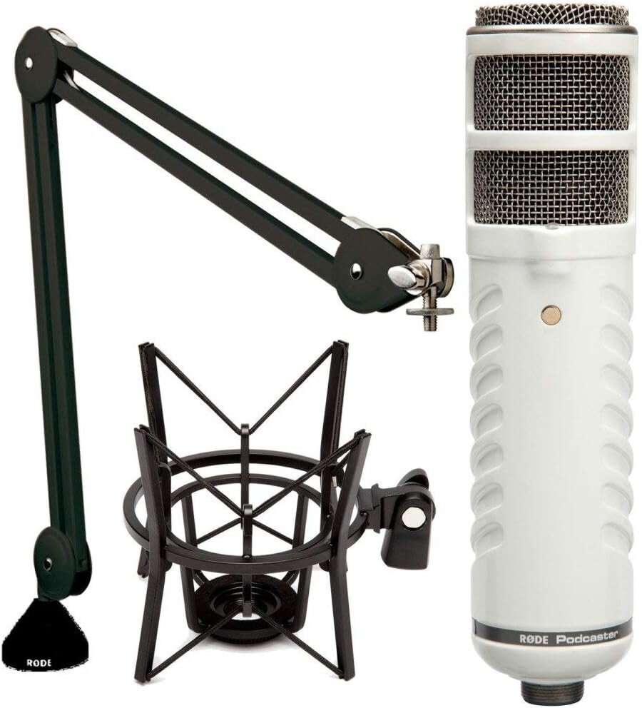 Rode Podcaster Microphone with Boom Arm and Shock Mount